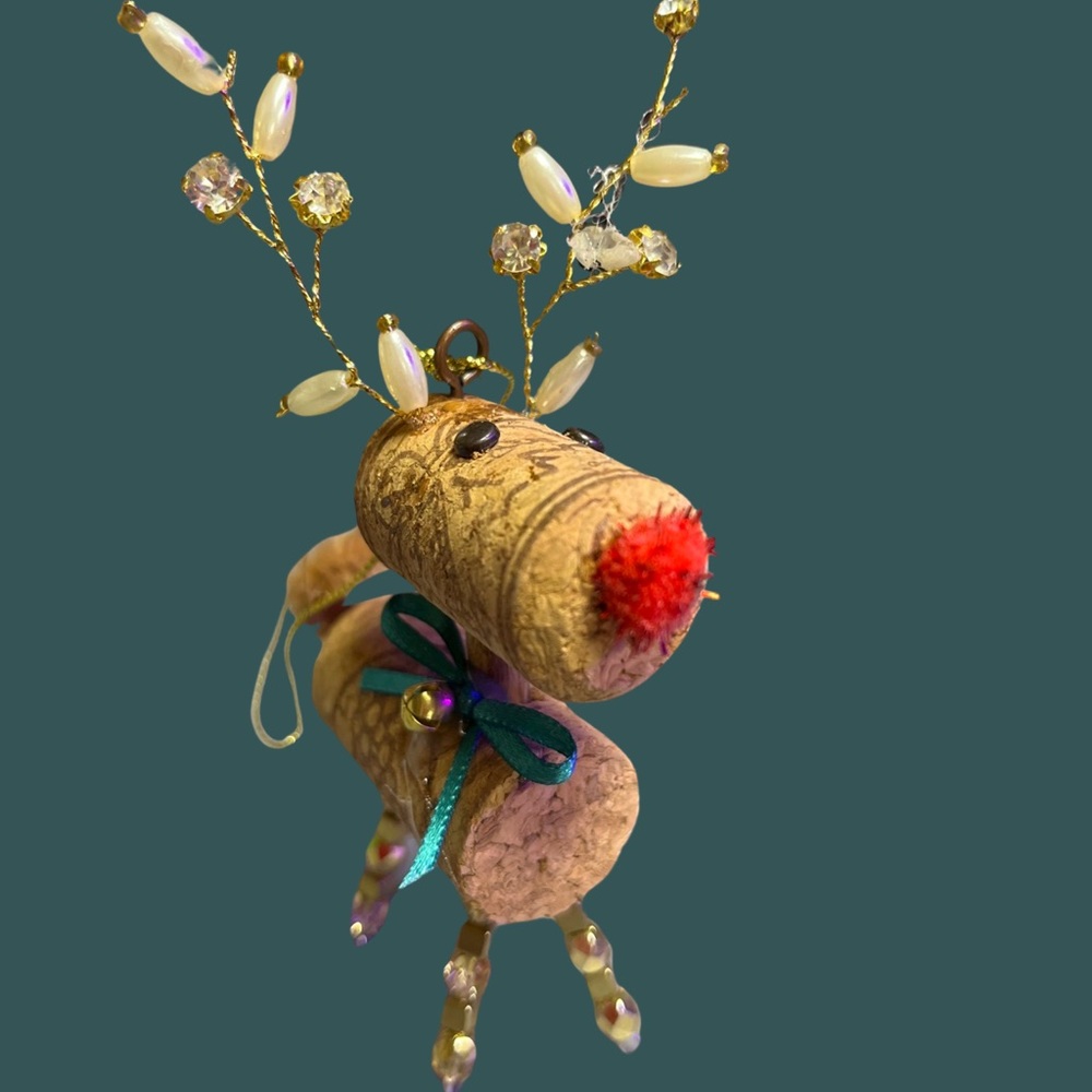 Wine, cork, reindeer, Christmas ornament